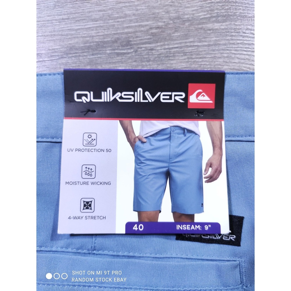 Quiksilver Shorts Mens 40 Blue 4-Way Stretch Moisture Wicking 9 Inseam 1840339